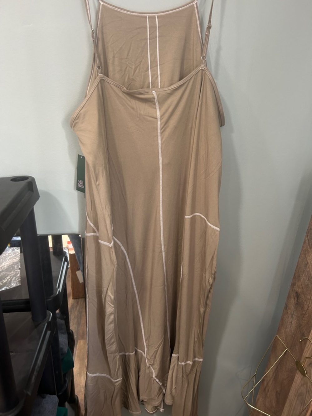 wild fable Taupe Maxi Slip Dress with White Contrast Stitching has built braNWT - Picture 3 of 3
